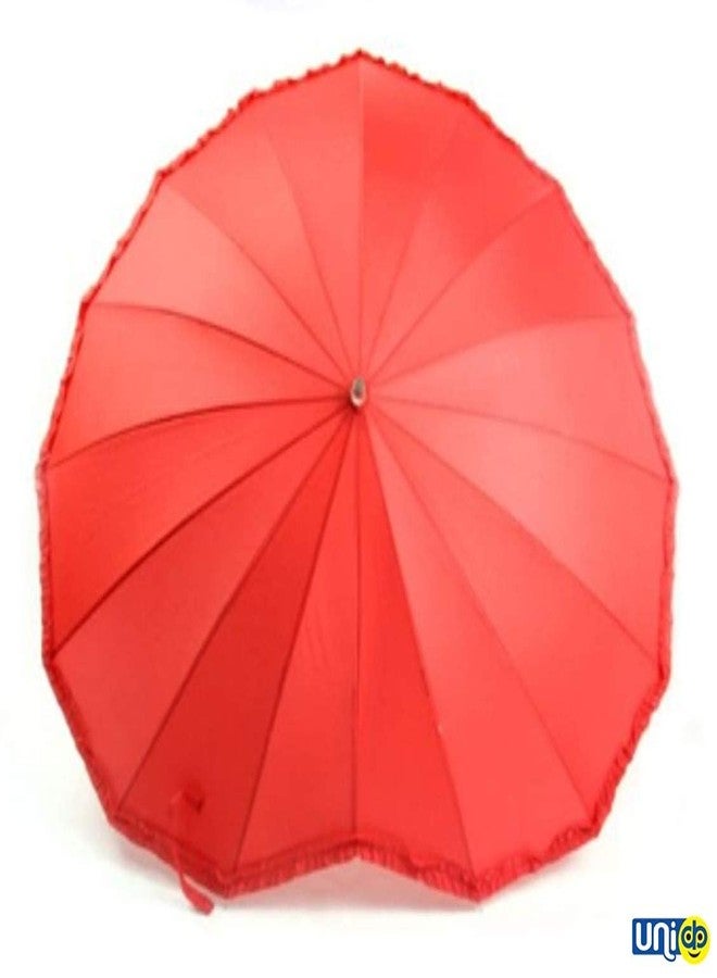 SOniLEX Selling Uniqness UNIq Heart-Shaped Design Windproof and Anti-UV Durable Rain and Sun Umbrella (Red) - Image 4